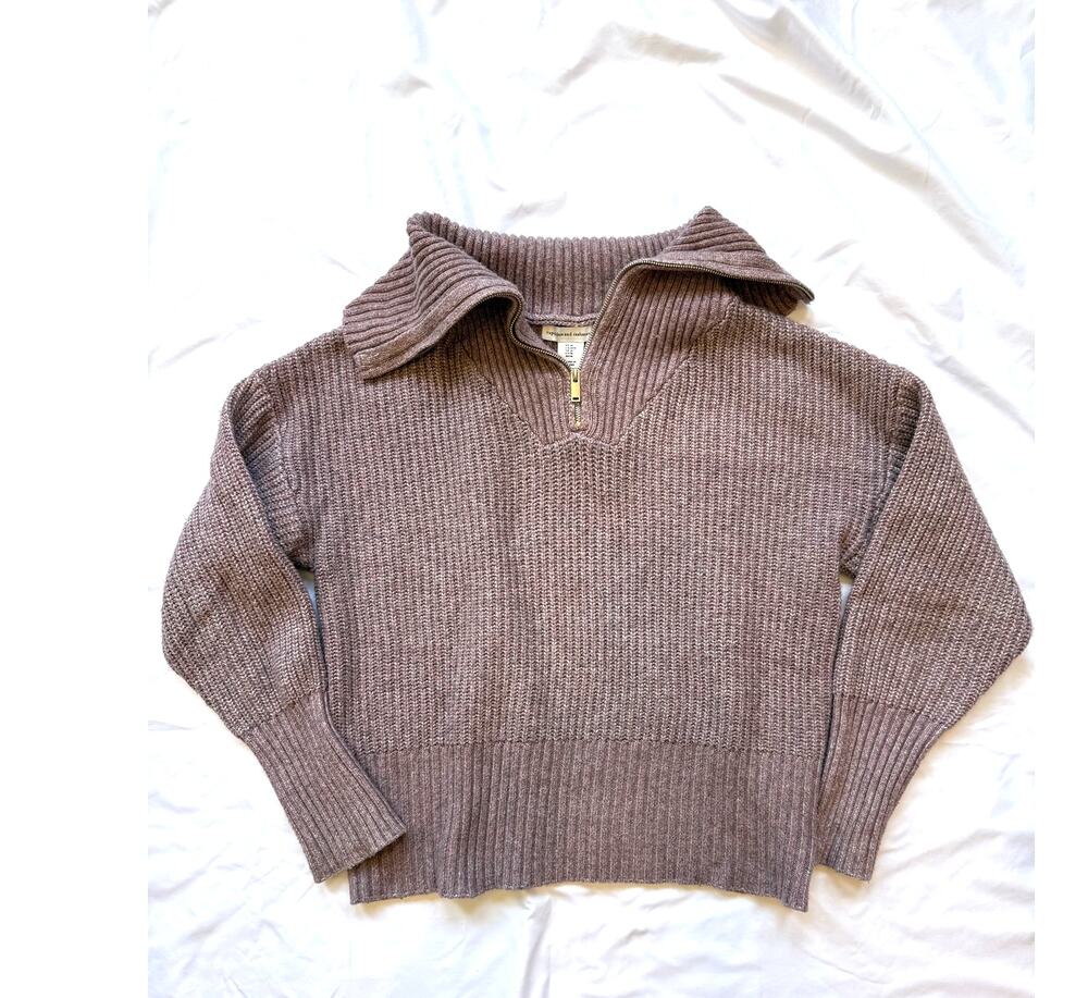 Cupcakes and Cashmeres Mauve Pink Quarter Zip Knit Sweater, Medium